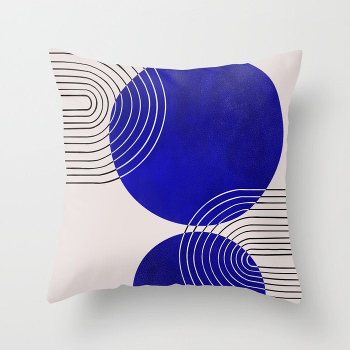Indigo Blue Abstract Geometrical Composition Throw Pillow Gallery Image 6