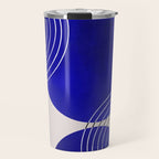Indigo Blue Abstract Geometrical Composition Travel Mug Gallery Image 1