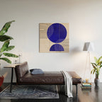 Indigo Blue Abstract Geometrical Composition Wood Wall Art Gallery Image 2