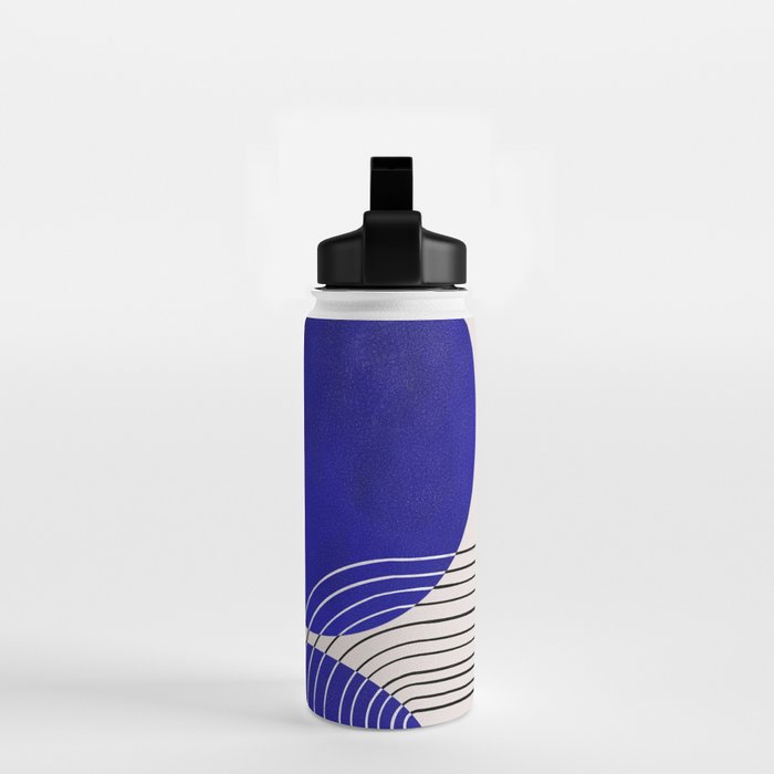 Indigo Blue Abstract Geometrical Composition Water Bottle Gallery Image 2