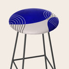 Indigo Blue Abstract Geometrical Composition Stool Gallery Image 2