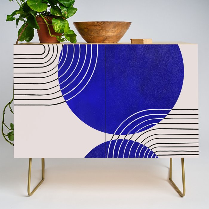 Indigo Blue Abstract Geometrical Composition Credenza Gallery Image 1