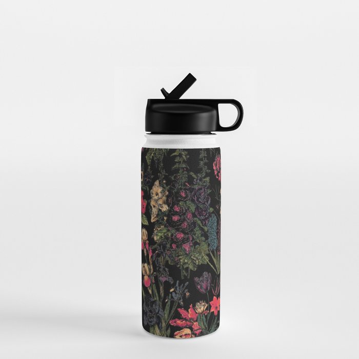 Exotic Midnight Floral Garden Water Bottle Gallery Image 1