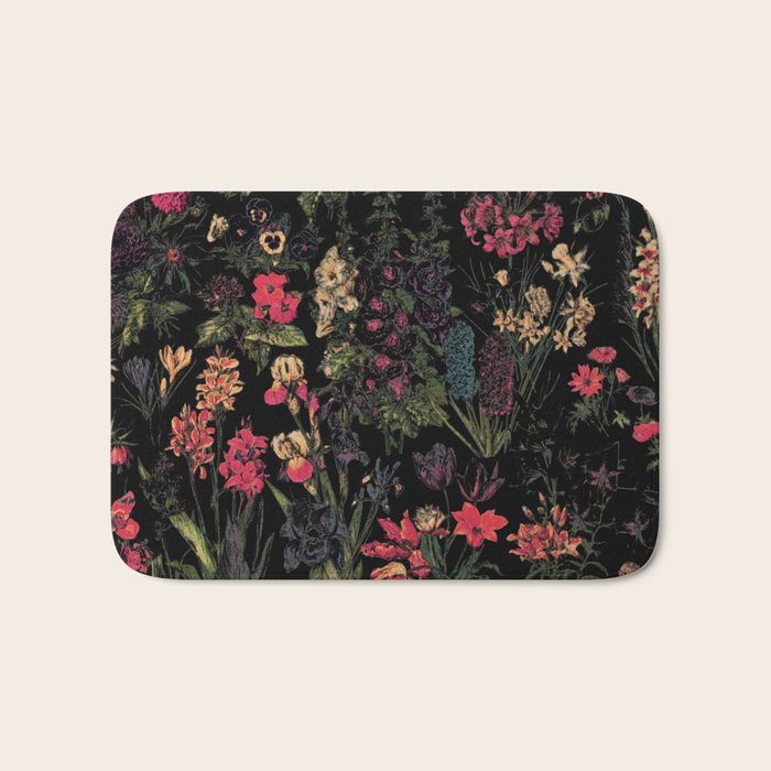 Exotic Midnight Floral Garden Bath Mat Gallery Image 1
