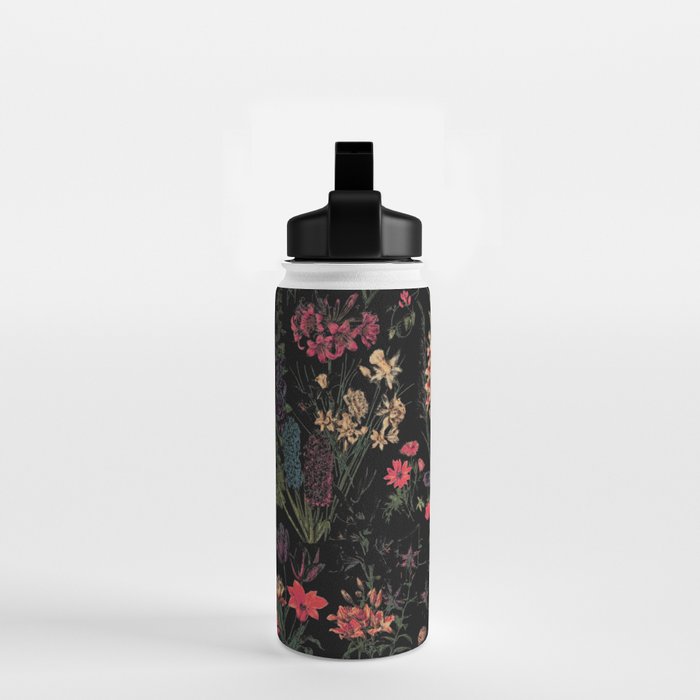 Exotic Midnight Floral Garden Water Bottle Gallery Image 2