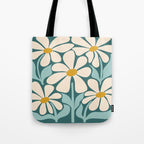 Oh, Daisy! Teal, off-white, yellow Tote Bag Gallery Image 1