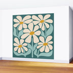 Oh, Daisy! Teal, off-white, yellow Wall Mural Gallery Image 2