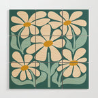 Oh, Daisy! Teal, off-white, yellow Wood Wall Art Gallery Image 1