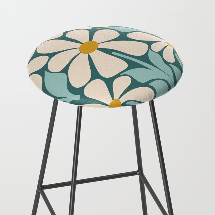 Oh, Daisy! Teal, off-white, yellow Stool Gallery Image 2