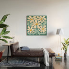 Oh, Daisy! Teal, off-white, yellow Wood Wall Art Gallery Image 2