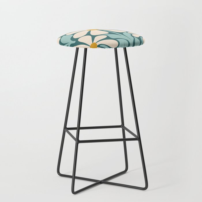 Oh, Daisy! Teal, off-white, yellow Stool Gallery Image 1