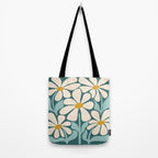 Oh, Daisy! Teal, off-white, yellow Tote Bag Gallery Image 2