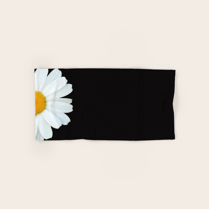 Hello Daisy - White Flower Black Background #decor #society6 #buyart Hand & Bath Towel Gallery Image 1
