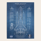 NASA Space Shuttle Blueprint in High Resolution (light blue)  Poster Gallery Image 4