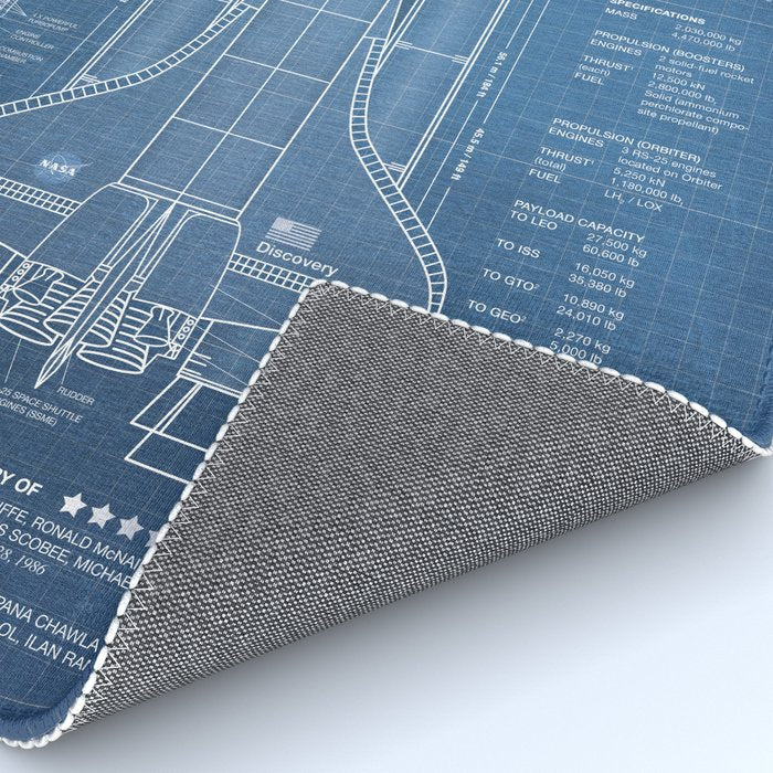 NASA Space Shuttle Blueprint in High Resolution (light blue)  Rug Gallery Image 4