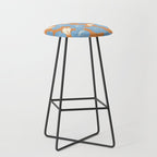 Bold flowers in my garden blue on orange Stool Gallery Image 1