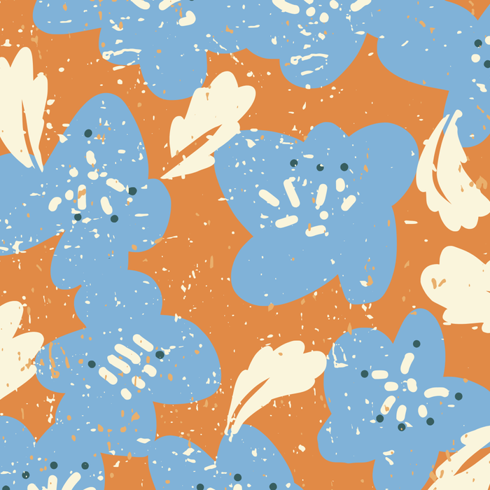 Bold flowers in my garden blue on orange Coffee Mug Gallery Image 2