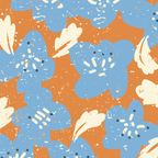 Bold flowers in my garden blue on orange Coffee Mug Gallery Image 2