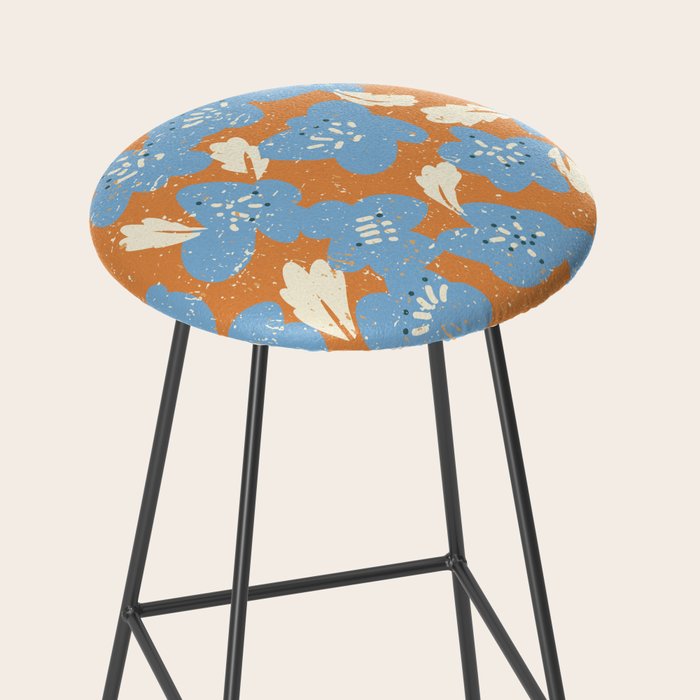 Bold flowers in my garden blue on orange Stool Gallery Image 2