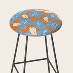 Bold flowers in my garden blue on orange Stool Gallery Image 2
