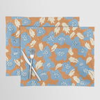 Bold flowers in my garden blue on orange Placemat Gallery Image 1