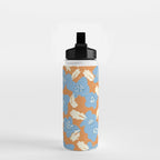 Bold flowers in my garden blue on orange Water Bottle Gallery Image 2