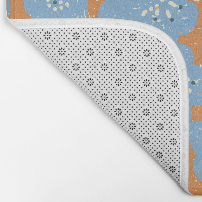 Bold flowers in my garden blue on orange Bath Mat Gallery Image 2