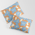 Bold flowers in my garden blue on orange Pillow Sham Gallery Image 3