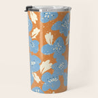 Bold flowers in my garden blue on orange Travel Mug Gallery Image 3