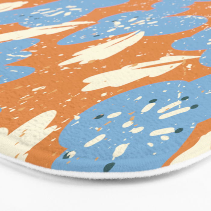 Bold flowers in my garden blue on orange Bath Mat Gallery Image 3