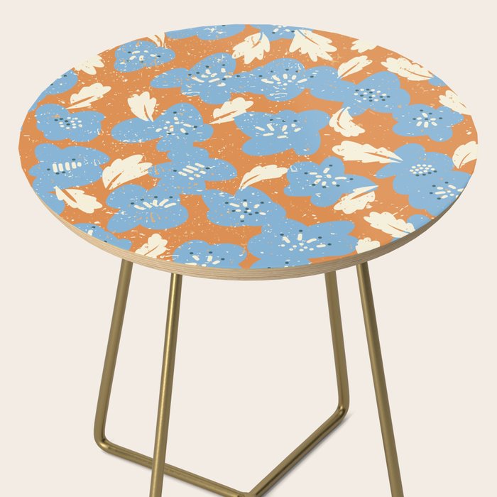 Bold flowers in my garden blue on orange Side Table Gallery Image 2