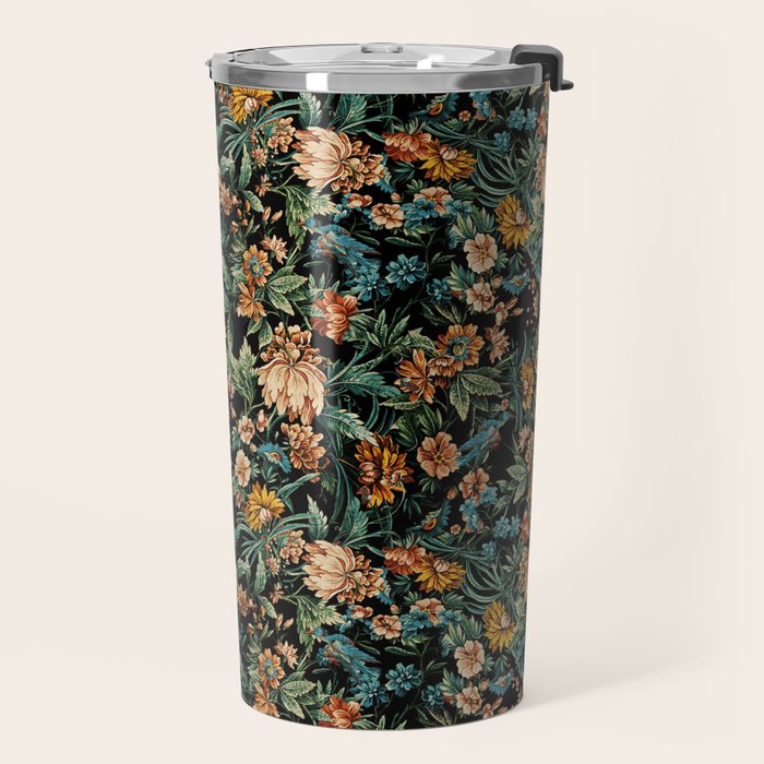 Floral and Birds Pattern Travel Mug Gallery Image 2