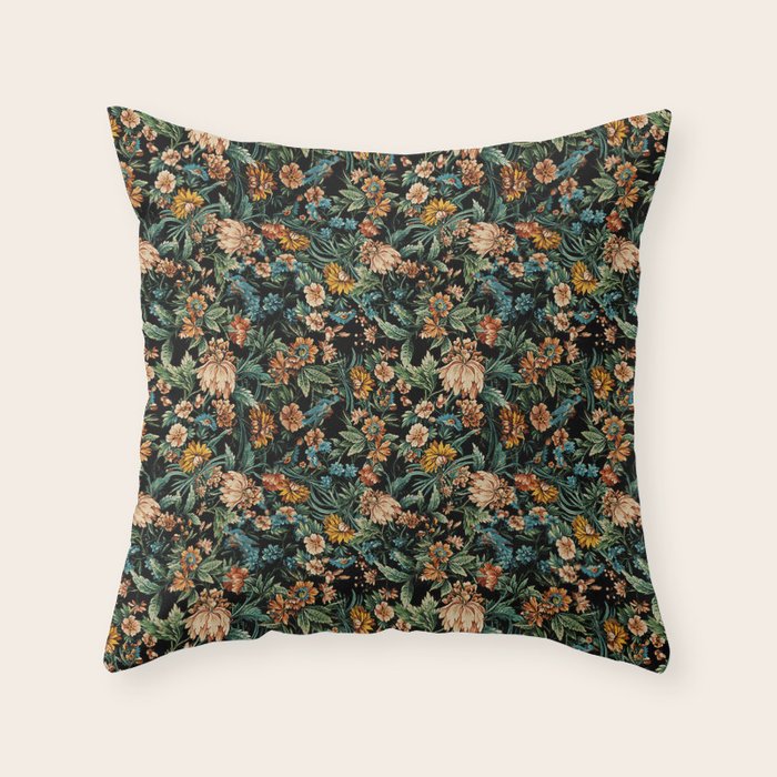 Floral and Birds Pattern Throw Pillow Gallery Image 1