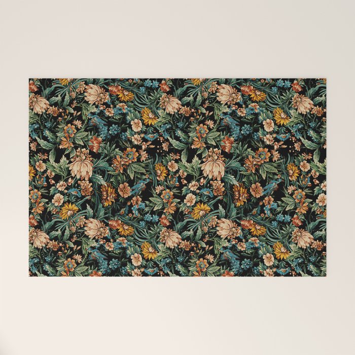 Floral and Birds Pattern Welcome Mat Gallery Image 1