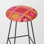 Talavera Mexican Tile - Hot Pink & Orange Palette Stool Gallery Image 2