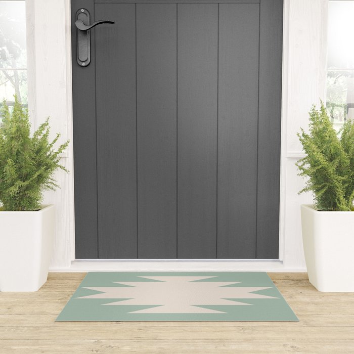 Geometric Southwestern Minimalism - Neutral Sage Green Welcome Mat Gallery Image 3