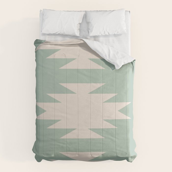 Geometric Southwestern Minimalism - Neutral Sage Green Comforter Gallery Image 6