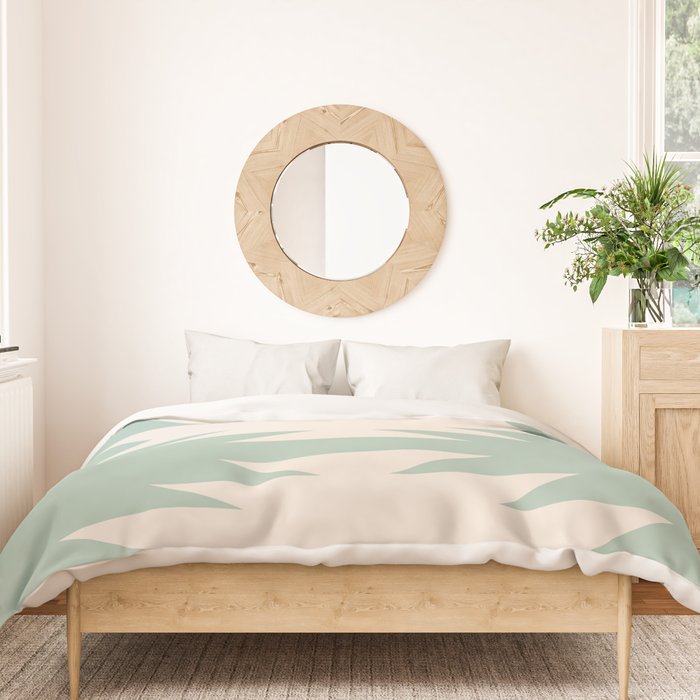 Geometric Southwestern Minimalism - Neutral Sage Green Duvet Cover Gallery Image 3