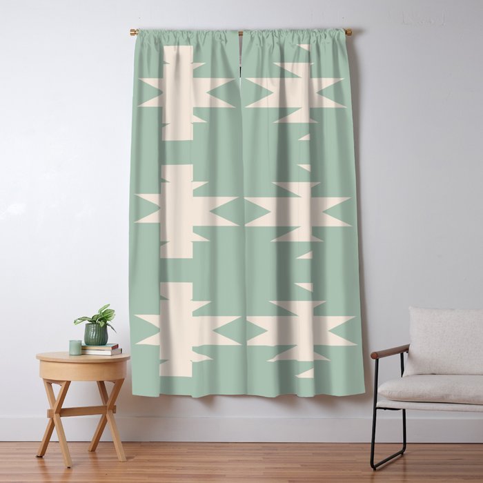 Geometric Southwestern Minimalism - Neutral Sage Green Window Curtain Gallery Image 5