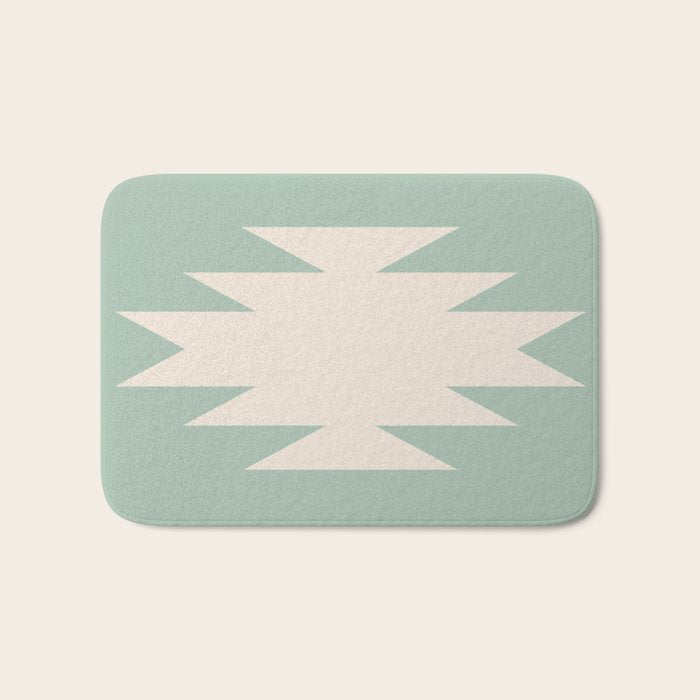 Geometric Southwestern Minimalism - Neutral Sage Green Bath Mat Gallery Image 1