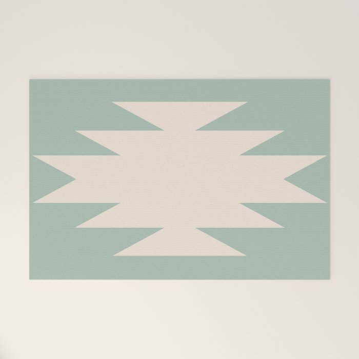 Geometric Southwestern Minimalism - Neutral Sage Green Welcome Mat Gallery Image 1
