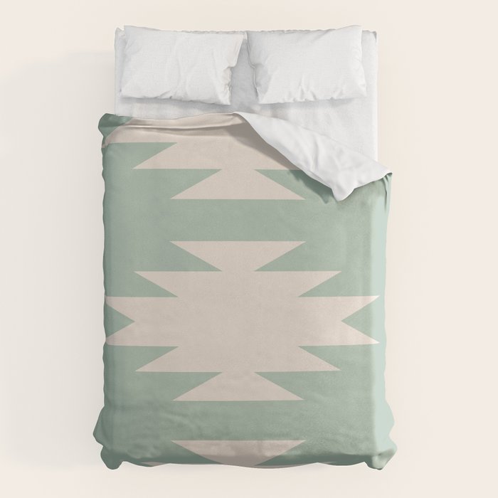 Geometric Southwestern Minimalism - Neutral Sage Green Duvet Cover Gallery Image 6
