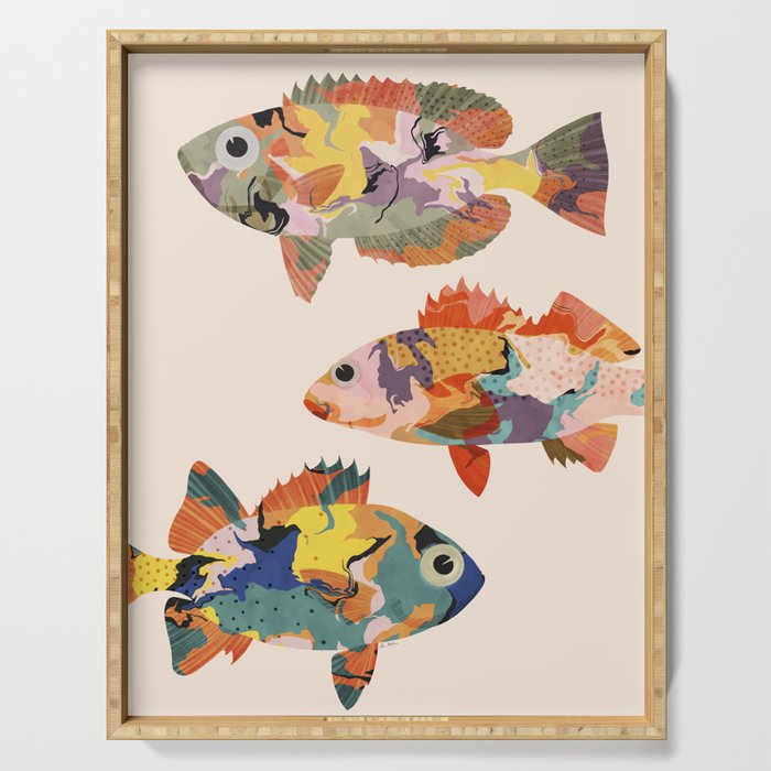 Fish collage Serving Tray Gallery Image 1