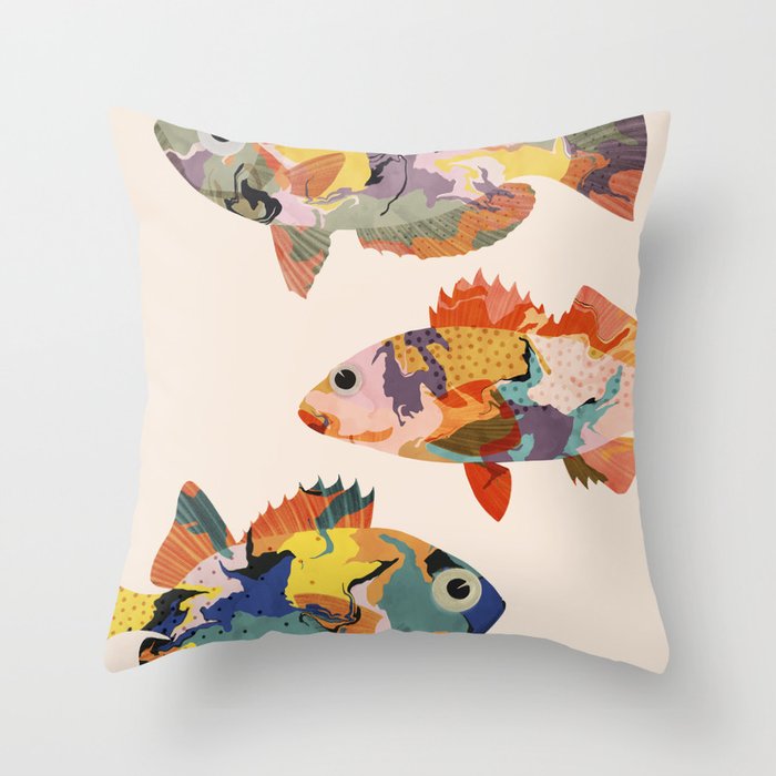Fish collage Throw Pillow Gallery Image 6