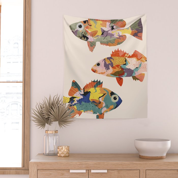 Fish collage Wall Tapestry Gallery Image 2