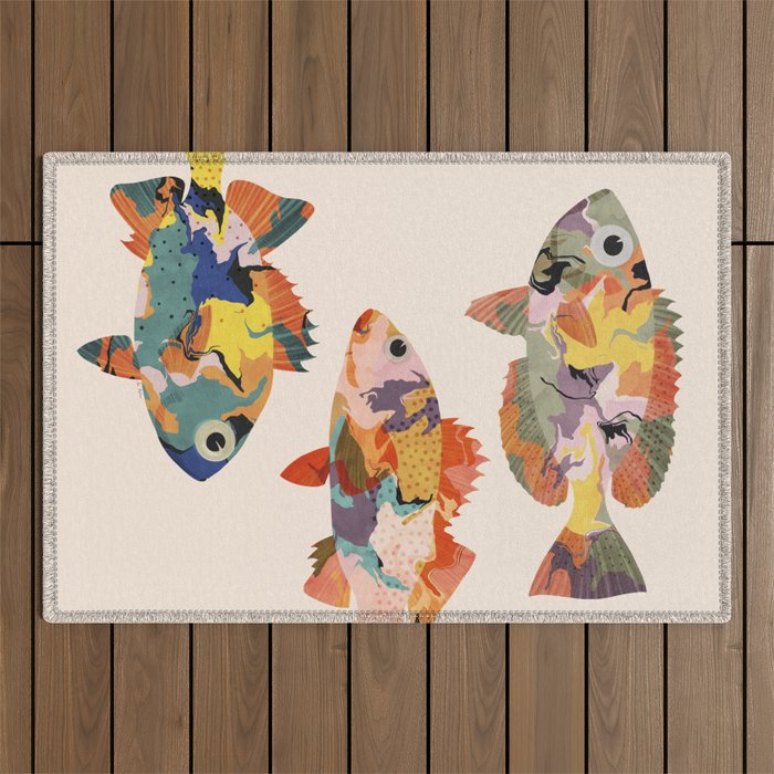 Fish collage Outdoor Rug Gallery Image 1