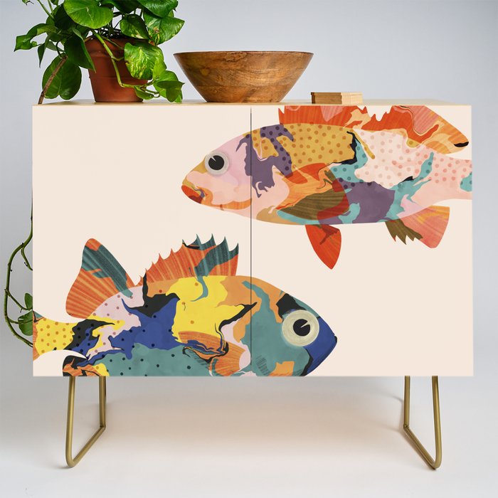 Fish collage Credenza Gallery Image 1