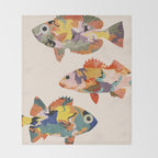 Fish collage Throw Blanket Gallery Image 2
