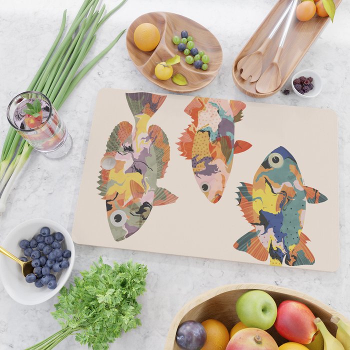 Fish collage Cutting Board Gallery Image 2