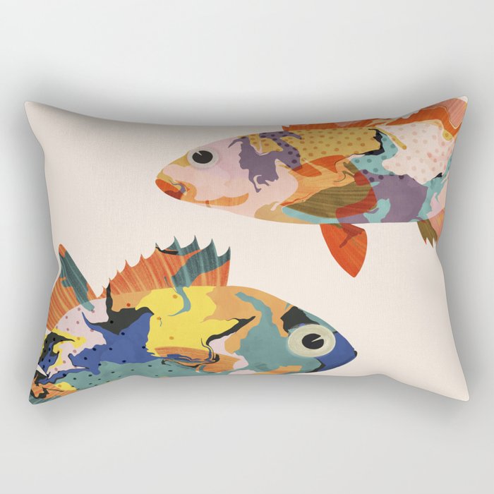 Fish collage Rectangular Pillow Gallery Image 1